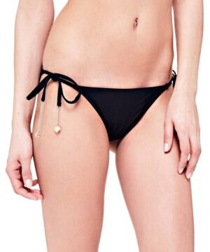 GUESS E72O20MCR37 Slip da bagno nero lacci e dettagli metallici