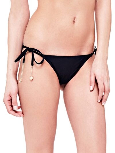 GUESS E72O20MCR37 Slip da bagno nero lacci e dettagli metallici