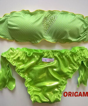 2BEKINI 7101 Costume Fascia pois verde frill