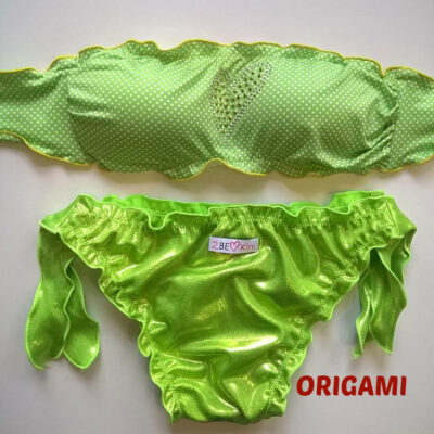 2BEKINI 7101 Costume Fascia pois verde frill