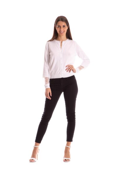 MIMÌ MUÀ Firenze AFAA-3005 Cardigan bianco con pizzo