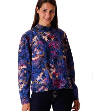 Mimì Muà Firenze ARAB-1056 Blusa blu stampa Monet