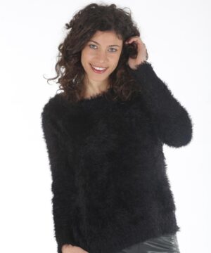 MIMÌ MUÀ Firenze HCI9-3057 Maglia nera effetto pelliccia