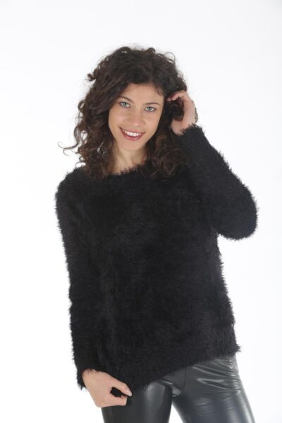 MIMÌ MUÀ Firenze HCI9-3057 Maglia nera effetto pelliccia