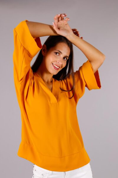 MIMÌ MUÀ Firenze MSAC-1255 Blusa in crêpe color ocra