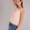 MIMÌ MUÀ Firenze SFAC-1227 Blusa beige maniche corte con frange