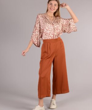 MIMÌ MUÀ Firenze MCAC-2266 Pantalone cropped tabacco effetto satin