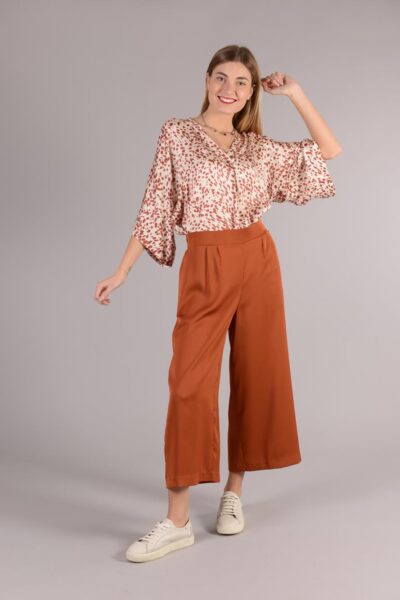 MIMÌ MUÀ Firenze MCAC-2266 Pantalone cropped tabacco effetto satin