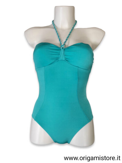 LIU JO VA1043J6172 Costume intero a fascia lacci turchese tiffany