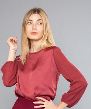 MIMÌ MUÀ Firenze ARAD-1326 Blusa maniche georgette bordeaux