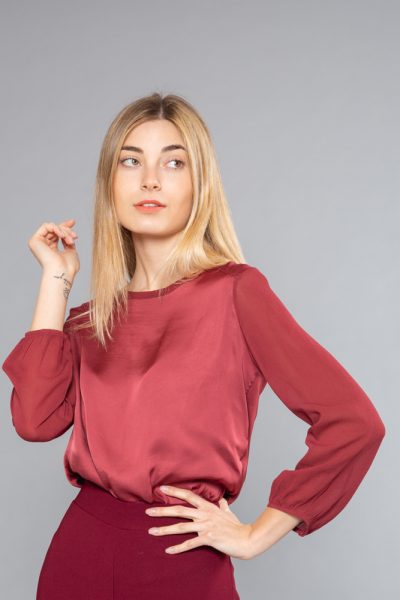 MIMÌ MUÀ Firenze ARAD-1326 Blusa maniche georgette bordeaux