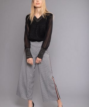 MIMÌ MUÀ Firenze ESAD-2359 Pantalone cropped pied de poule nero