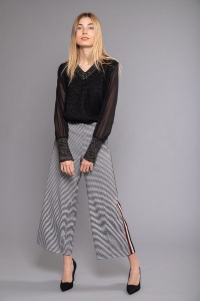 MIMÌ MUÀ Firenze ESAD-2359 Pantalone cropped pied de poule nero