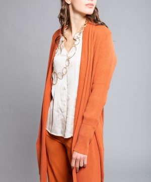 MIMÌ MUÀ Firenze AFAD-3323 Cardigan lungo a costine coccio