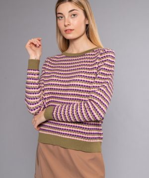 MIMÌ MUÀ Firenze AFAD-3367 Maglia multistripes viola verde