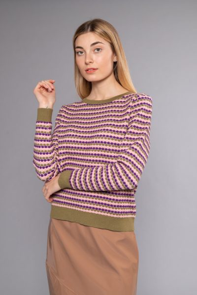 MIMÌ MUÀ Firenze AFAD-3367 Maglia multistripes viola verde
