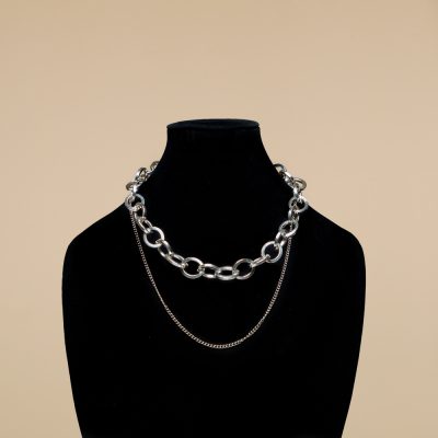 MIMÌ MUÀ Firenze FBAD-8382 Collana doppia con catene argento