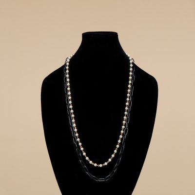 MIMÌ MUÀ Firenze FBAD-8382 Collana lunga con perle e catena