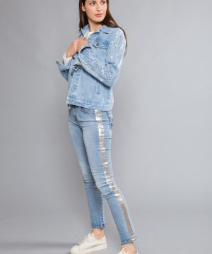 Mimì Muà Firenze JRAD-2347 Jeans skinny blu banda argentata