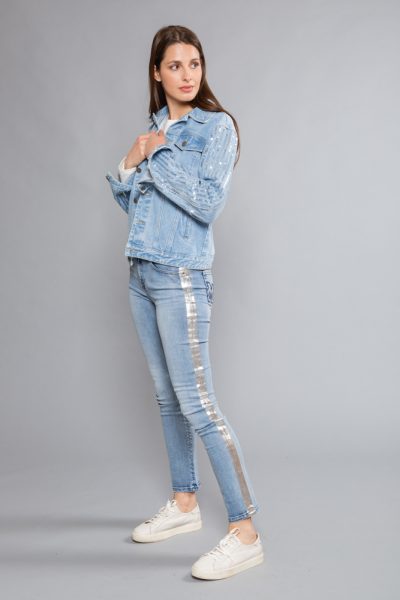 Mimì Muà Firenze JRAD-2347 Jeans skinny blu banda argentata