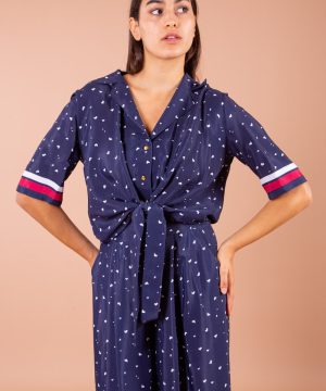MIMÌ MUÀ Firenze ARAE-1403 Camicia blu con nodo fantasia cuoricino