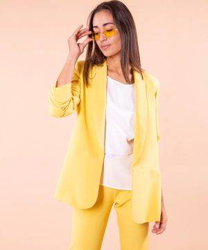 MIMÌ MUÀ Firenze ESAE-6257 Giacca lunga maniche arricciate giallo