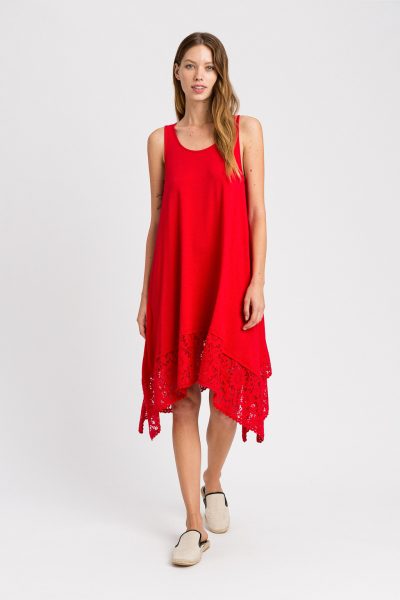 Twinset 221LM2RSS Abito rosso con pizzo macramè