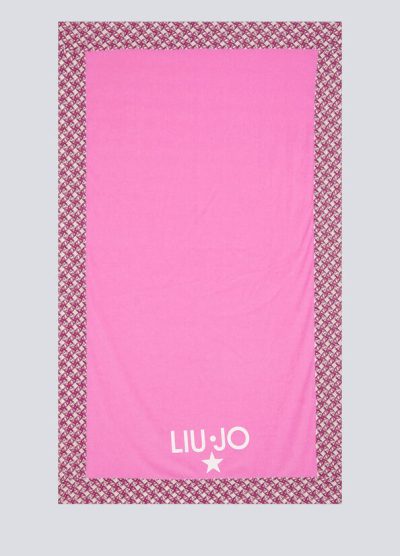 LIU JO VA2159T0300 Telo mare bordo stampato monogram fucsia