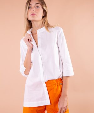 MIMÌ MUÀ Firenze ESAE-1371 Camicia bianca over collo alla coreana