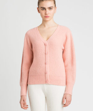 TWINSET 222LI33BB Maglia-cardigan rosa a costa inglese