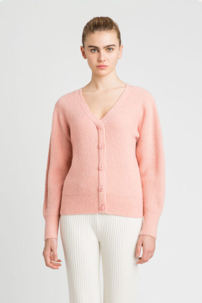 TWINSET 222LI33BB Maglia-cardigan rosa a costa inglese