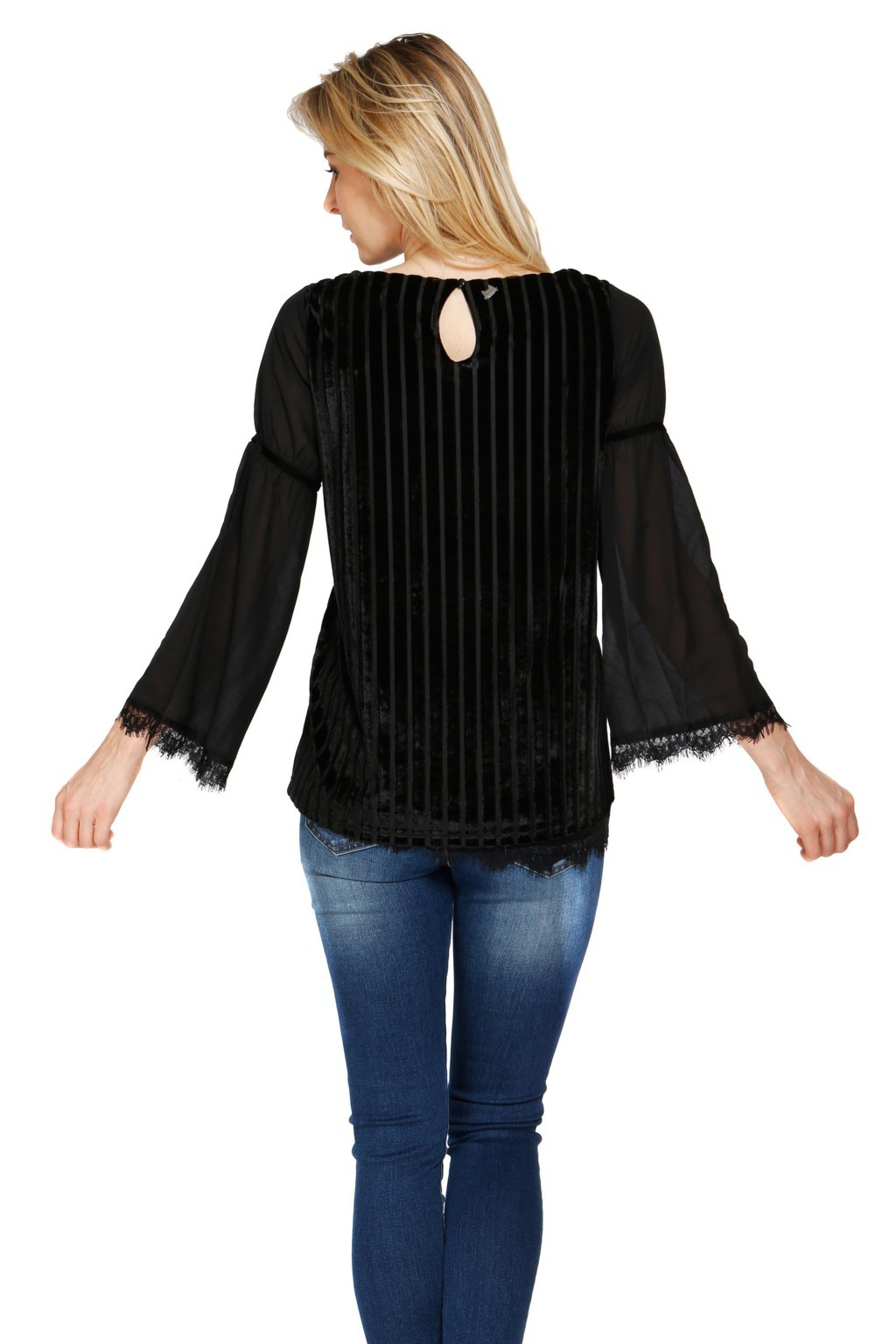 MIMI MUA Firenze SFI8 1053 Maglia a coste con velluto nero