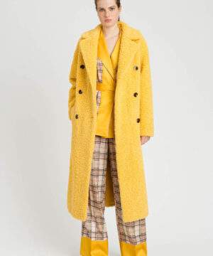 TWINSET 222LI27JJ Cappotto teddy giallo con cintura