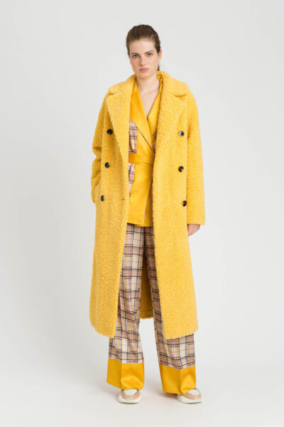 TWINSET 222LI27JJ Cappotto teddy giallo con cintura