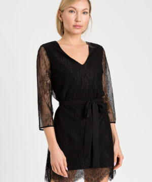 TWINSET 222LL2WAA Abito corto in pizzo rébrodé nero