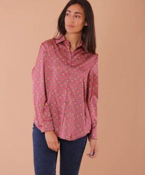 Mimì Muà Firenze MSAF-1444 Camicia a uomo fantasia coriandolo fucsia