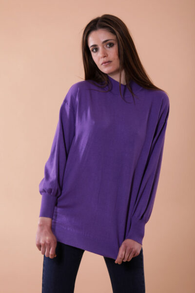 Mimì Muà Firenze AFAF-3437 Maglia collo alto maniche sbuffo viola
