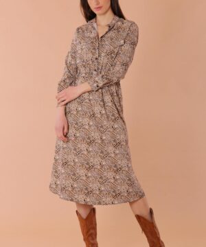 MIMÌ MUÀ Firenze ARAF-4244 Abito midi fantasia zebra beige