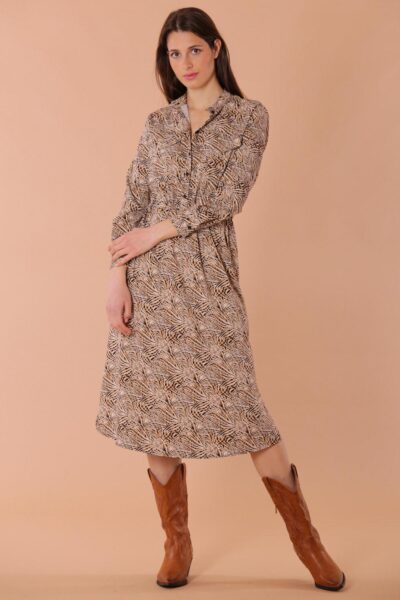 MIMÌ MUÀ Firenze ARAF-4244 Abito midi fantasia zebra beige