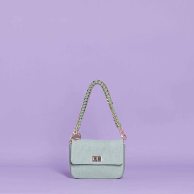 Mimì Muà Firenze M8-H200430 Borsa a tracolla in canvas verde acqua