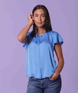 MIMÌ MUÀ Firenze ARAG-1480 Blusa bluette con maniche volant