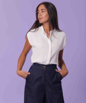 MIMÌ MUÀ Firenze ARAG-1481 Blusa dettaglio in georgette panna