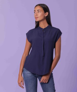 MIMÌ MUÀ Firenze ARAG-1481 Blusa dettaglio in georgette blu