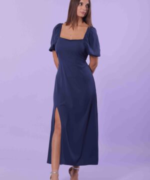 MIMÌ MUÀ Firenze ESAG-4263 Abito lungo maniche palloncino blu