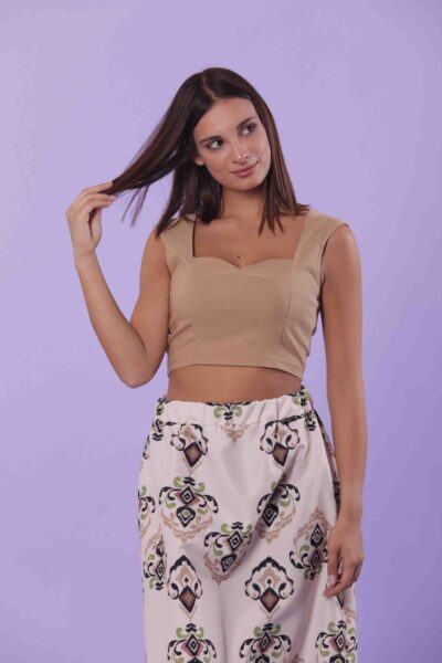 MIMÌ MUÀ Firenze MSAG-1502 Top cropped in bengalina cammello