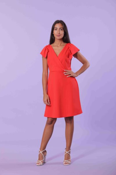 MIMÌ MUÀ Firenze MSAG-4276 Abito corto scollo incrociato rosso