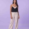 MIMÌ MUÀ Firenze NFAG-2532 Pantalone palazzo in tessuto fiammato beige