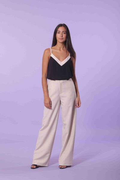 MIMÌ MUÀ Firenze NFAG-2532 Pantalone palazzo in tessuto fiammato beige