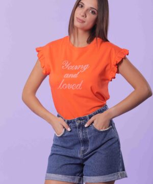 MIMÌ MUÀ Firenze RFAG-1523 T-shirt young and loved arancio