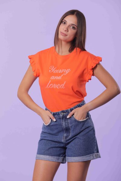 MIMÌ MUÀ Firenze RFAG-1523 T-shirt young and loved arancio